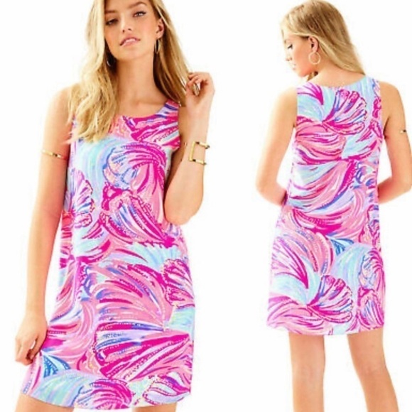Lilly Pulitzer Jackie Shift Silk Sleeveless Mini Dress in Oh My Guava XXS - Picture 2 of 8